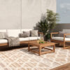 Teppich Outdoor Patio Creme Grau Gitter